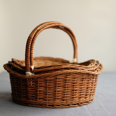Deep Waves Wicker Basket side view displaying depth.