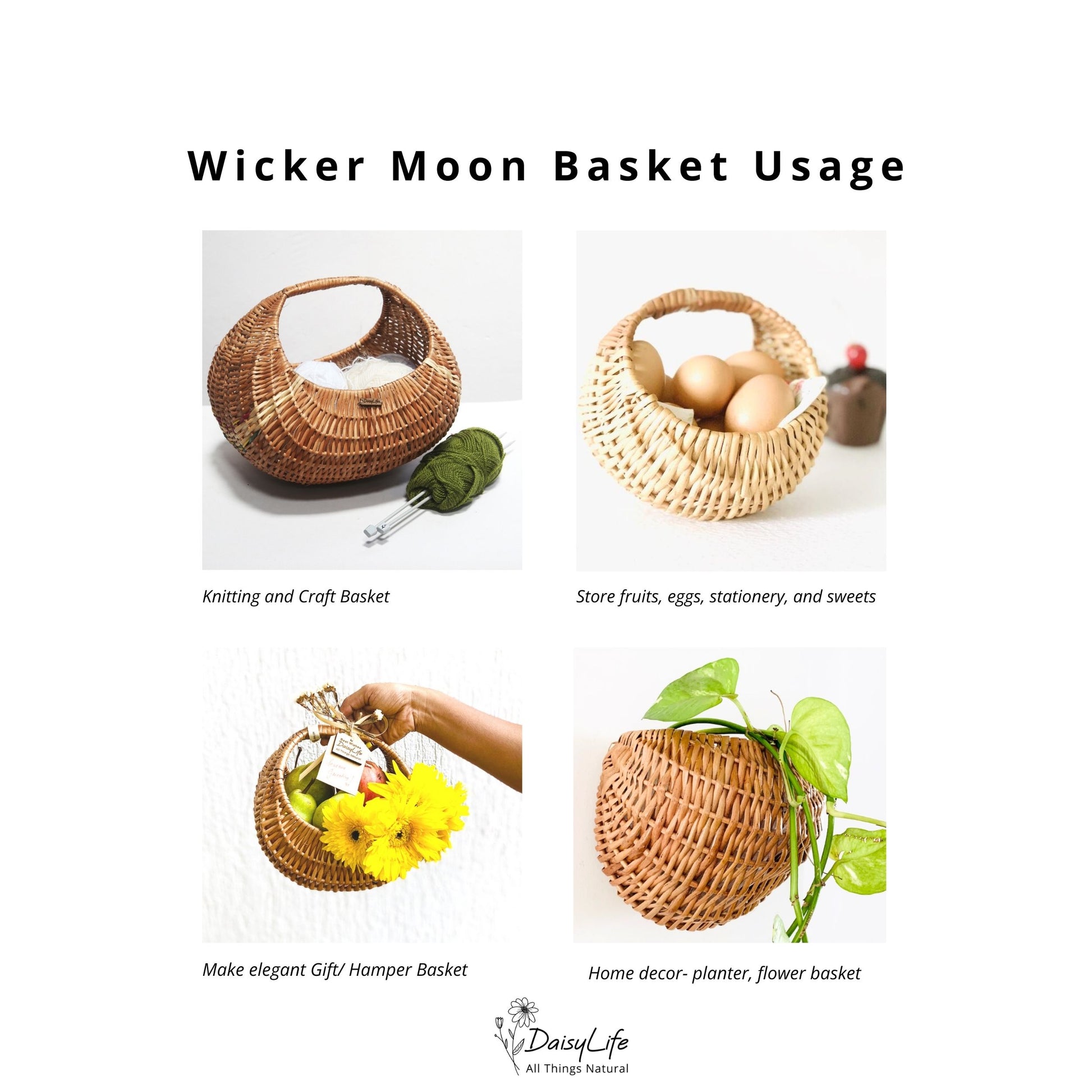 Moon Wicker Basket DaisyLife