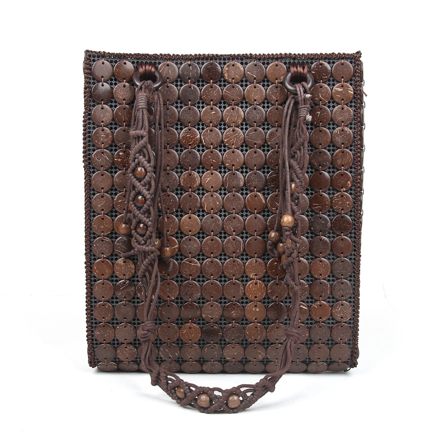 DAISYLIFE Natural and Eco-Friendly Coconut Shell Handbag in Rustic Brown Color