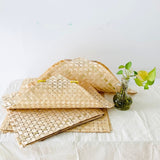 Square Bamboo Lightweight, skilfully handwoven natural bamboo Mesh Mat for DIYs and decor