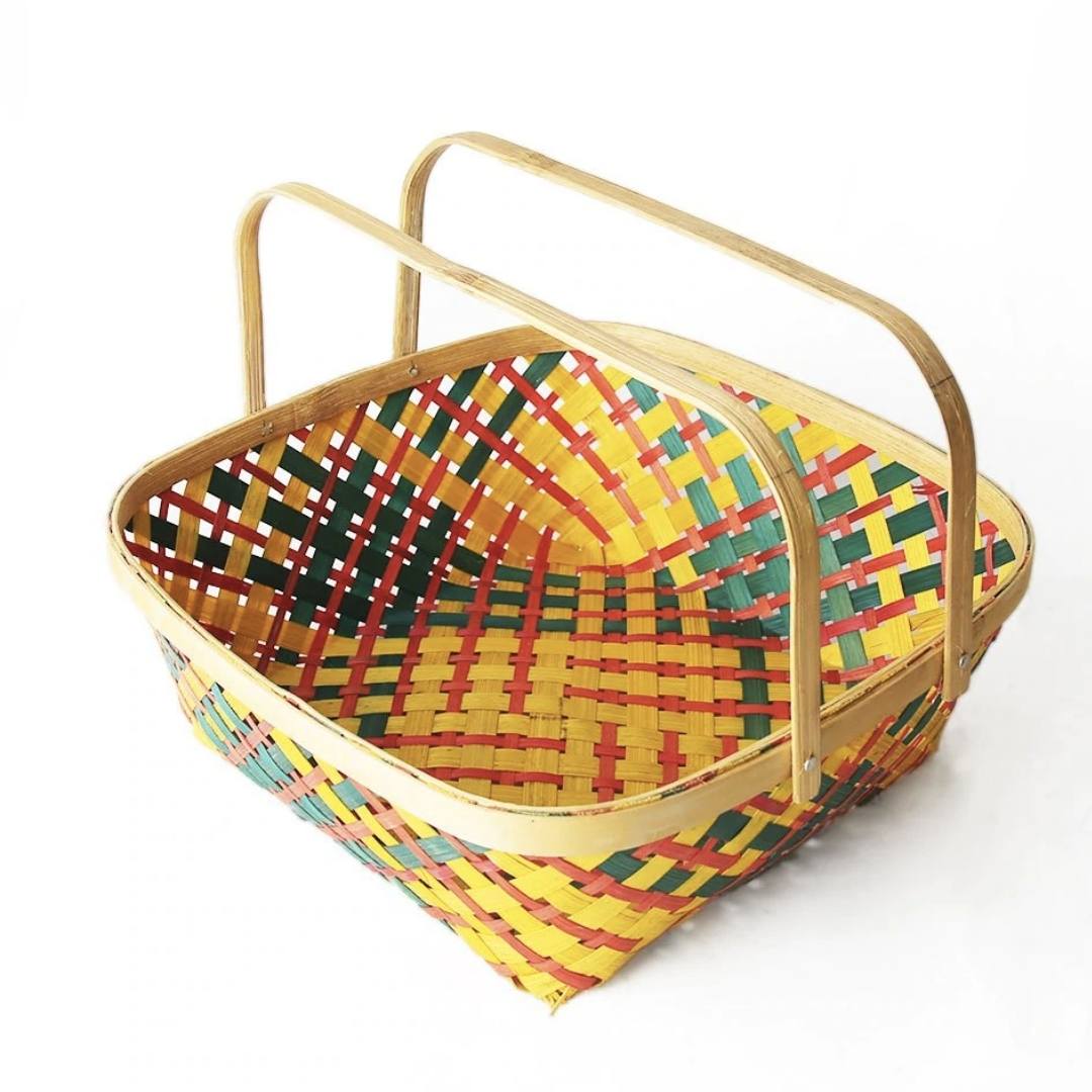 Multicolour Natural Bamboo Square Caddy.