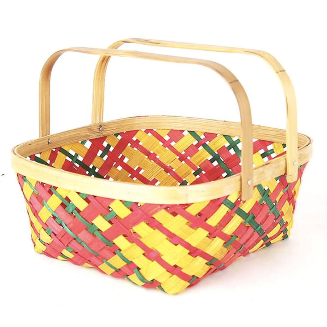 Multicolour Natural Bamboo Square Caddy.