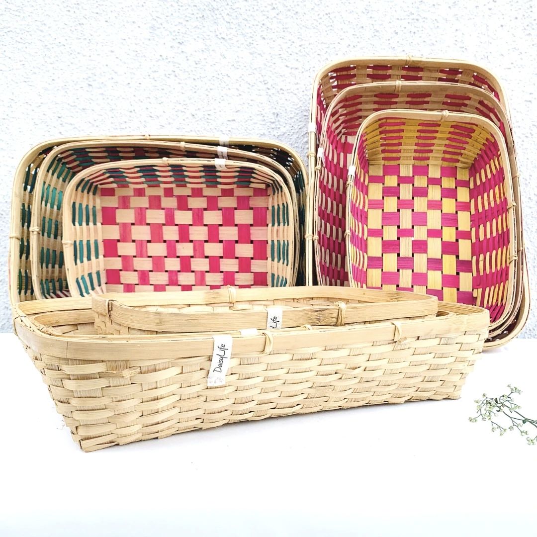 Bamboo Tray Gift Basket Set 