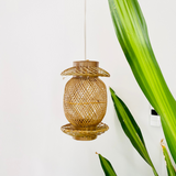 Leaves behind Finely woven natural bamboo lampshade.