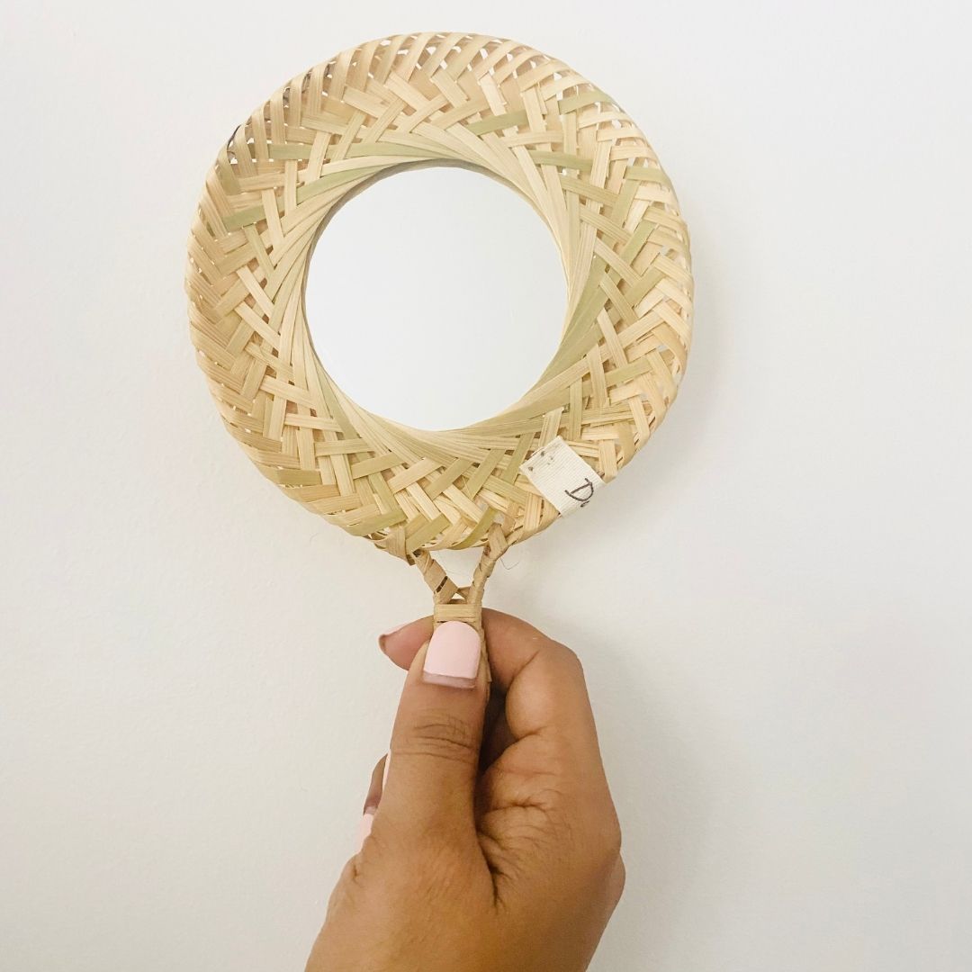 Handcrafted bamboo mirror