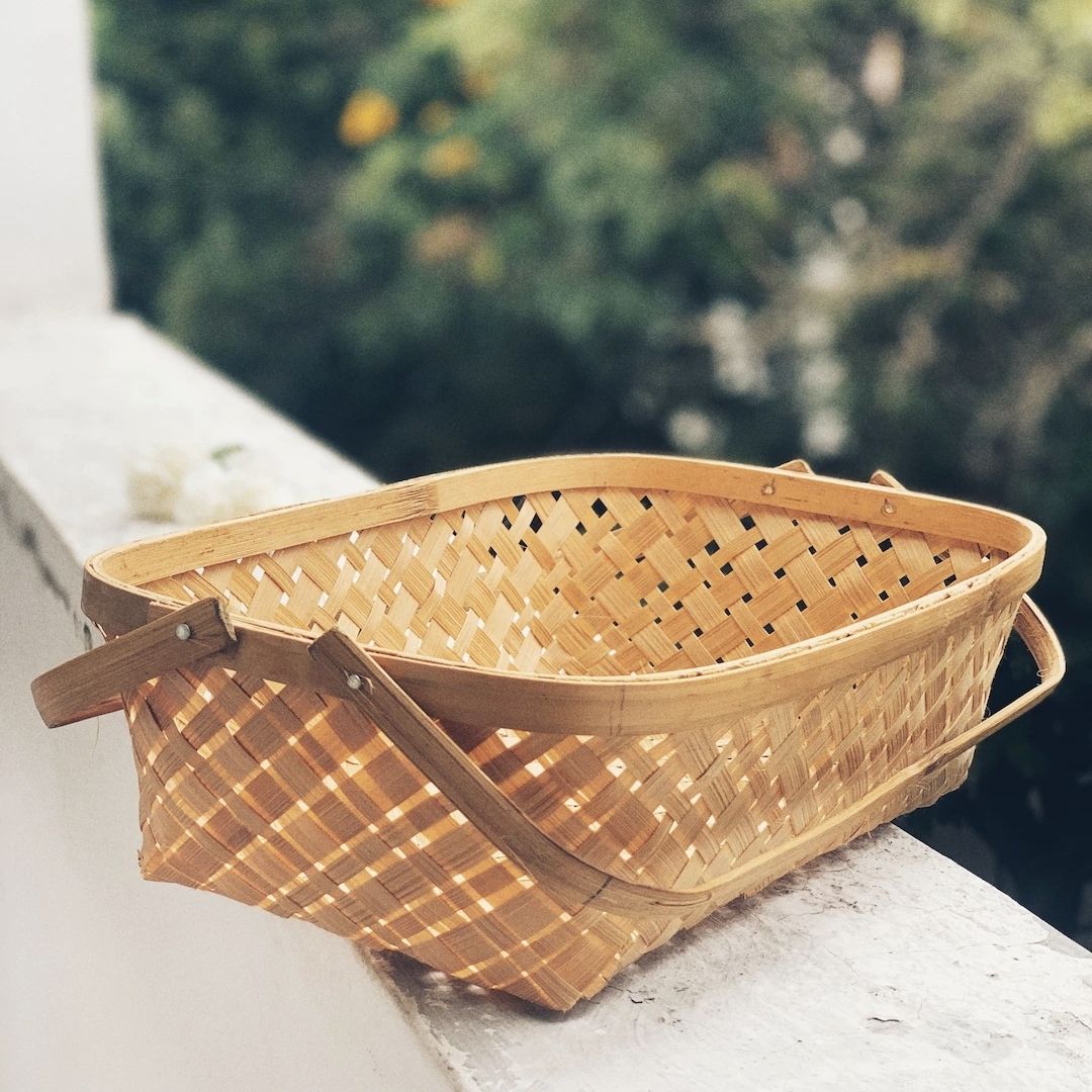 Natural Caddy Long Tub Bamboo Basket