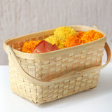 DaisyLife natural bamboo festive floral basket with handle