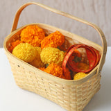 DaisyLife natural bamboo festive flower basket with handle