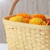 DaisyLife natural bamboo festive flower basket with handle