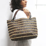 DAISYLIFE Natural and Eco-friendly Fashion 'Linear' coconut tote bag Brown Colour, casual, office use