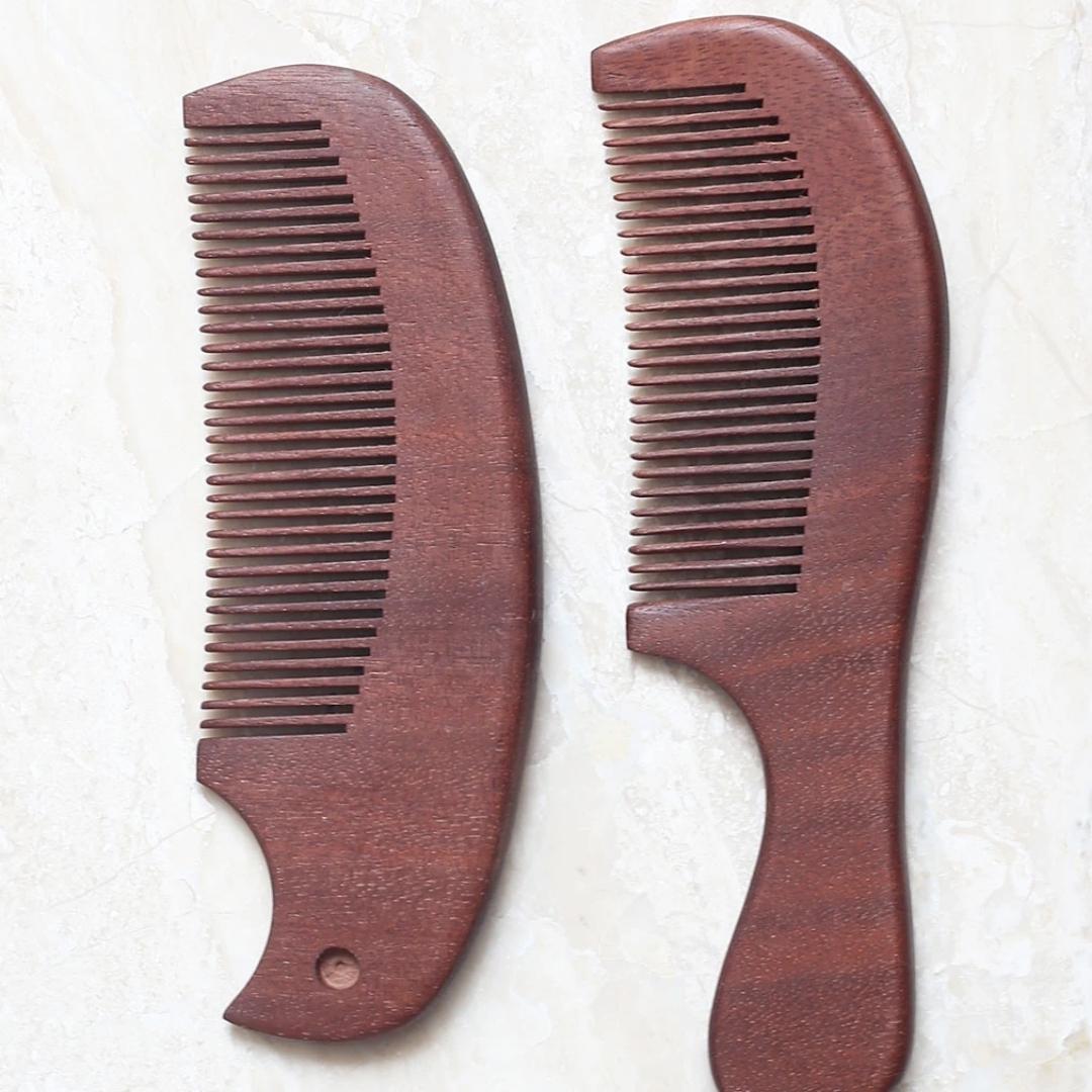 Easy grip, strong wood, and Wooden combs for healthy hair in 2 patterns