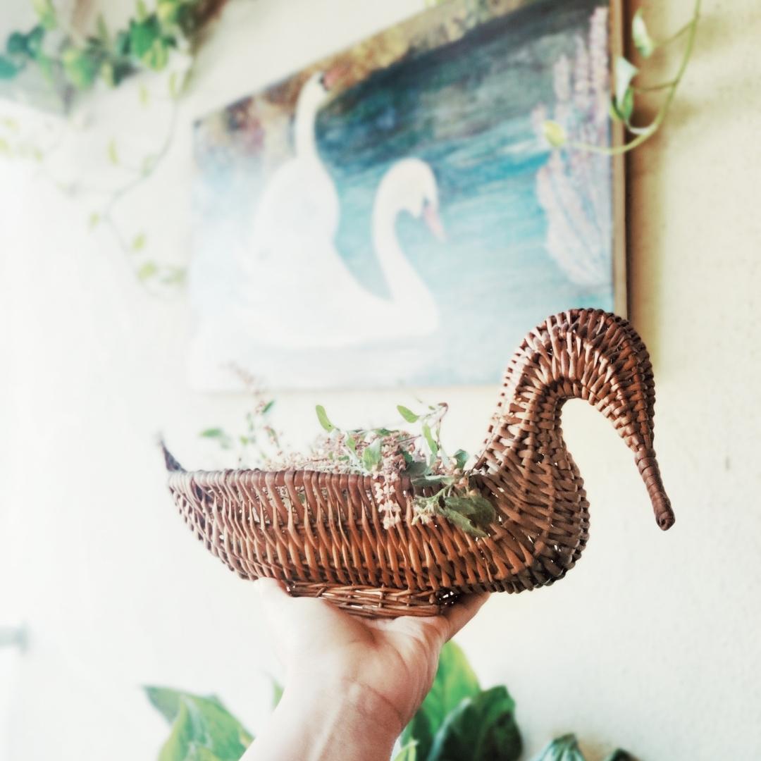 Natural Duck shaped wicker basket for fruits & flower display or use for gift hampers