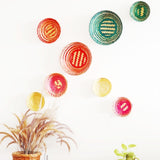 Natural handmade bamboo wall baskets set, this set includes six different sizes of wall baskets, with natural, green, pink colours for living room décor