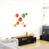 Natural handmade bamboo wall baskets set, this set includes six different sizes of wall baskets, with natural, green, pink colours for living room décor