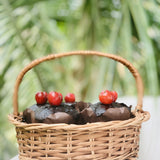 DaisyLife natural wicker round basket with handle