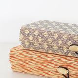 Natural bamboo box for storage and as spectacle case geometric print