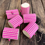 Gold wrapped chocolate inside Set of 6 round pink gift box