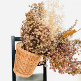 Dry flowers inside Round Hanging Wicker Planter