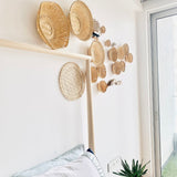 Side view of Sea wall decor arrangement in bedroom set up
