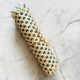 Roll of green colour lightweight, finely handwoven natural bamboo sheet