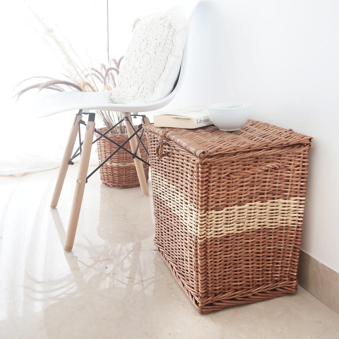 Wicker Box- Laundry Basket used as books table