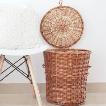 Wicker Round Laundry Basket, Set of 2 (Made to Order)