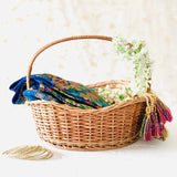 DaisyLife natural wicker wave shape wedding trousseau basket for bridal wear