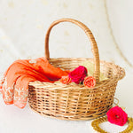 DaisyLife natural wicker round basket with handle for wedding clothes & jewelry