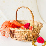 DaisyLife natural wicker round basket with handle for wedding clothes & jewelry