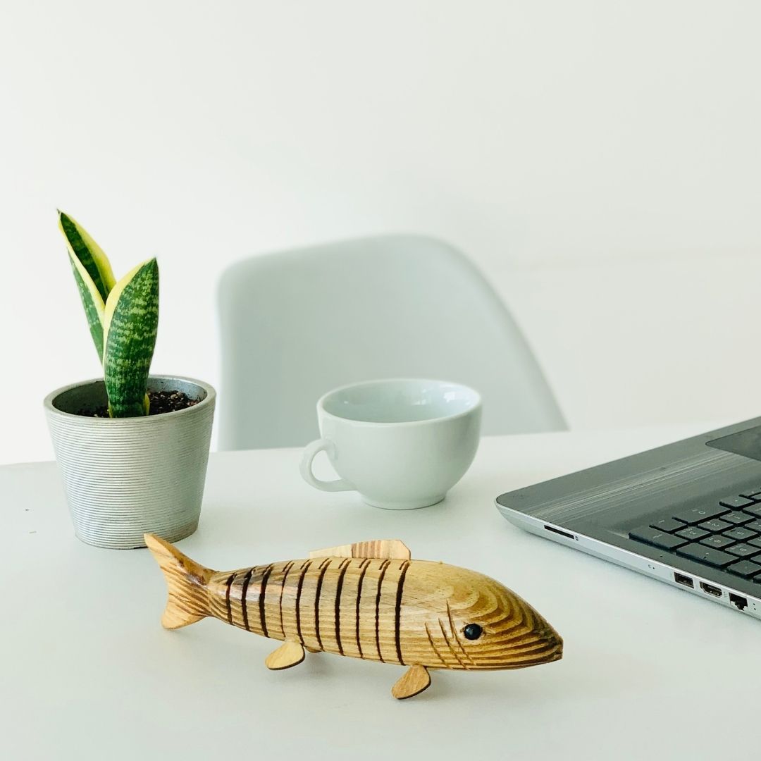 Flexible Flat Wooden Fish for office décor.