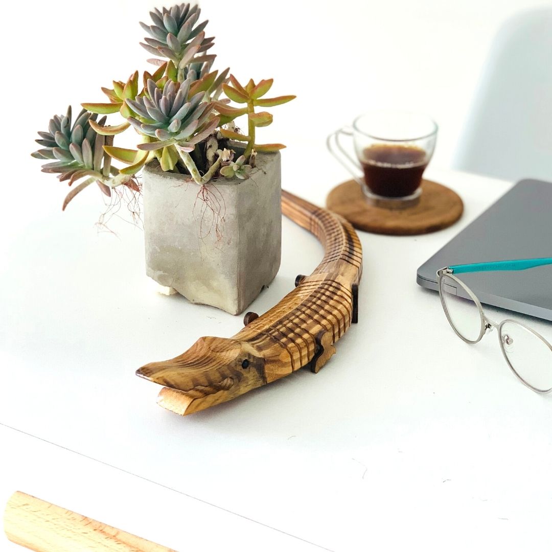 "Jaws" Wooden Alligator used for office décor