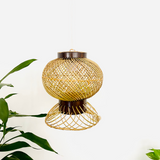Leaves behind Finely woven natural bamboo lampshade.
