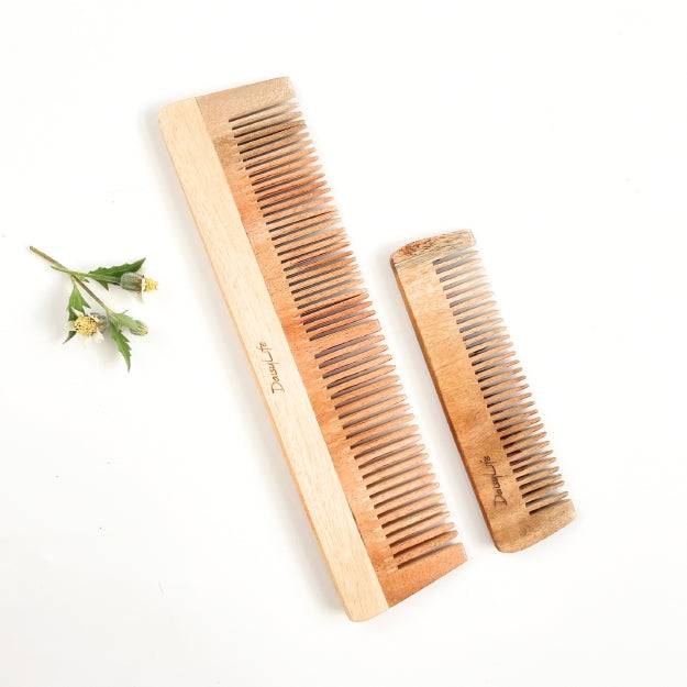 DaisyLIfe Big and Small combo wooden neem comb