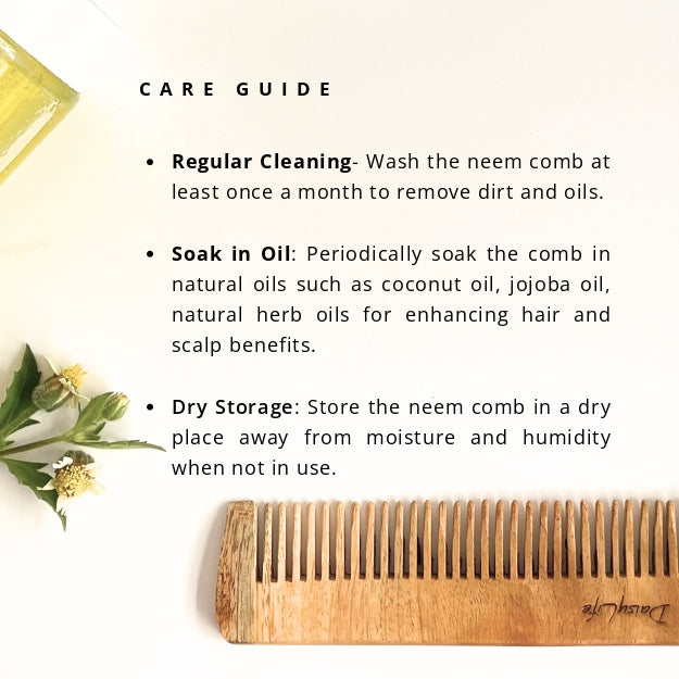 Care guide of DaisyLIfe Big and Small combo wooden neem comb