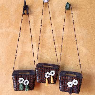 'Dancing Danglers' Coconut Shell Mini Handbag