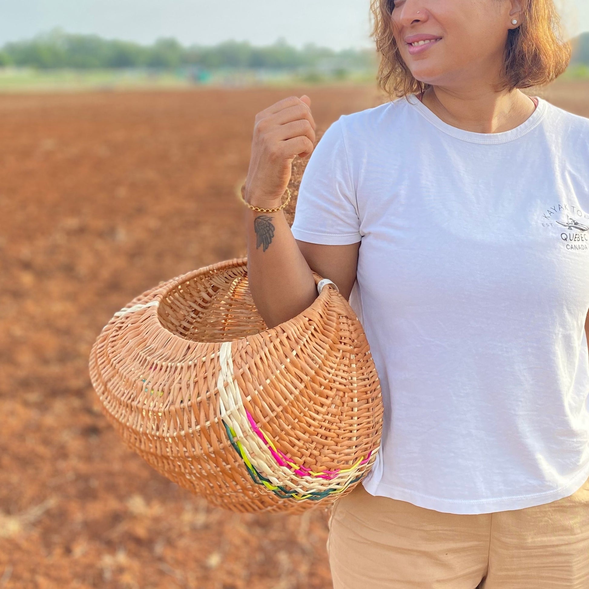 Holding Moon Wicker Basket 