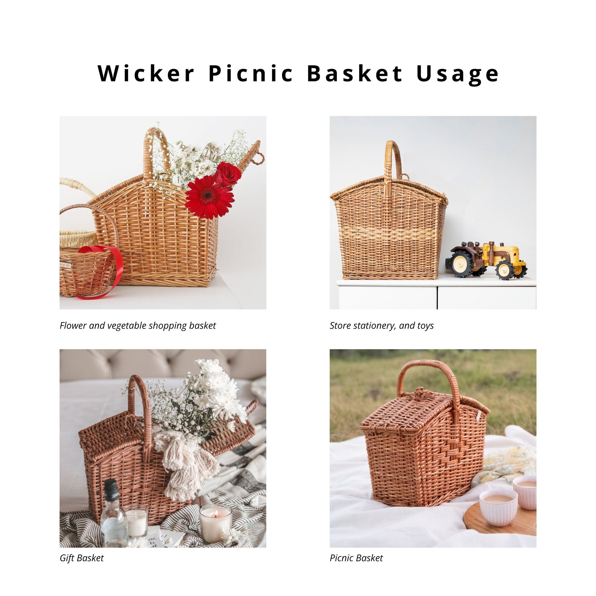DaisyLife Wicker Picnic Basket