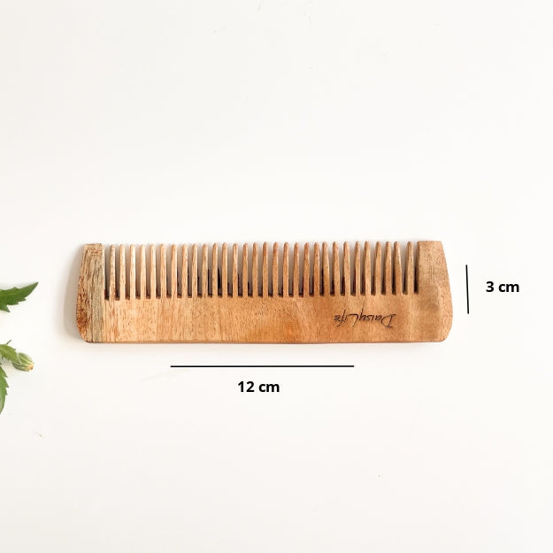 DaisyLife Small Neem Wooden Comb size guide