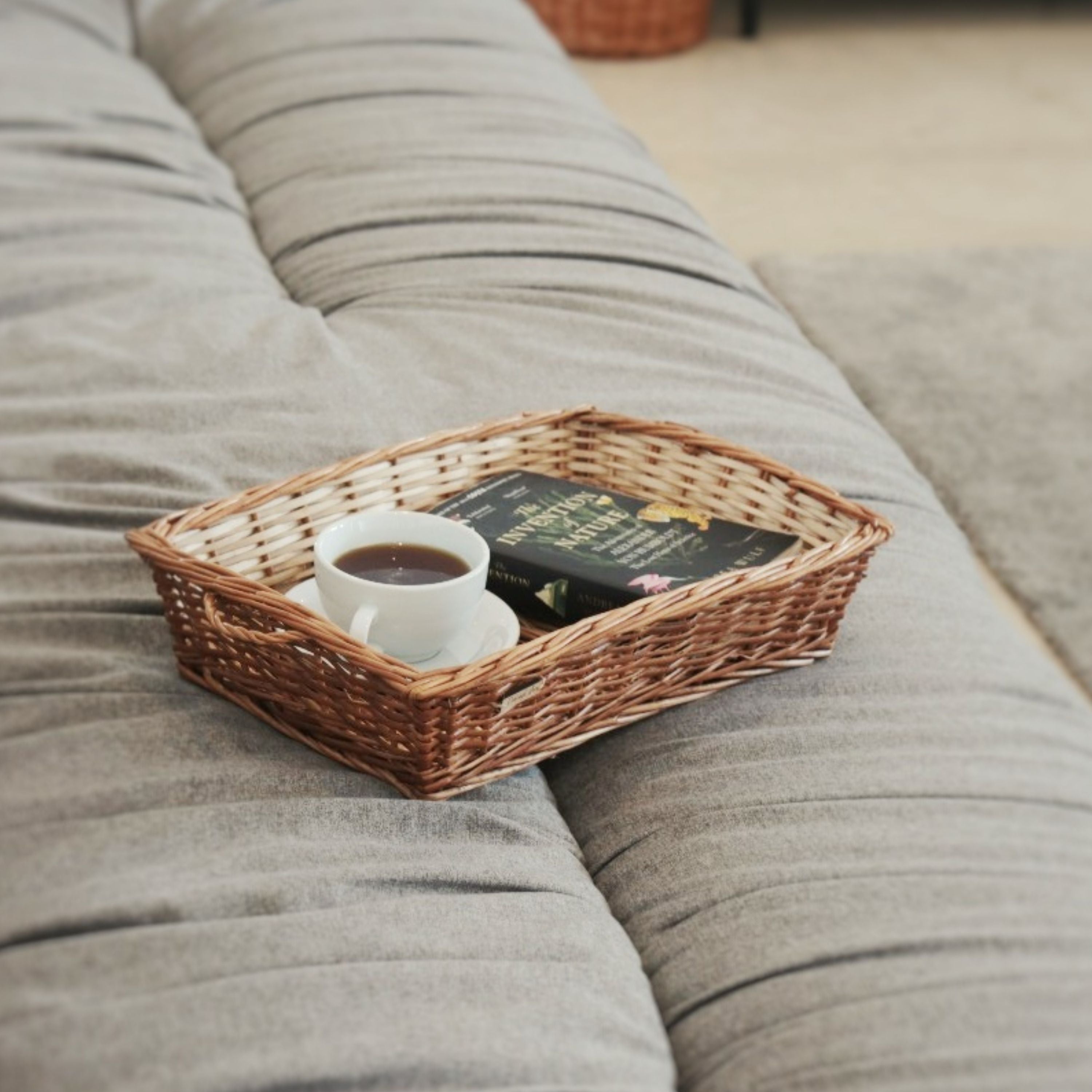 DaisyLife Natural Willow Wicker Tray basket, Flower Basket, Gift Basket, Storage and home decor basket