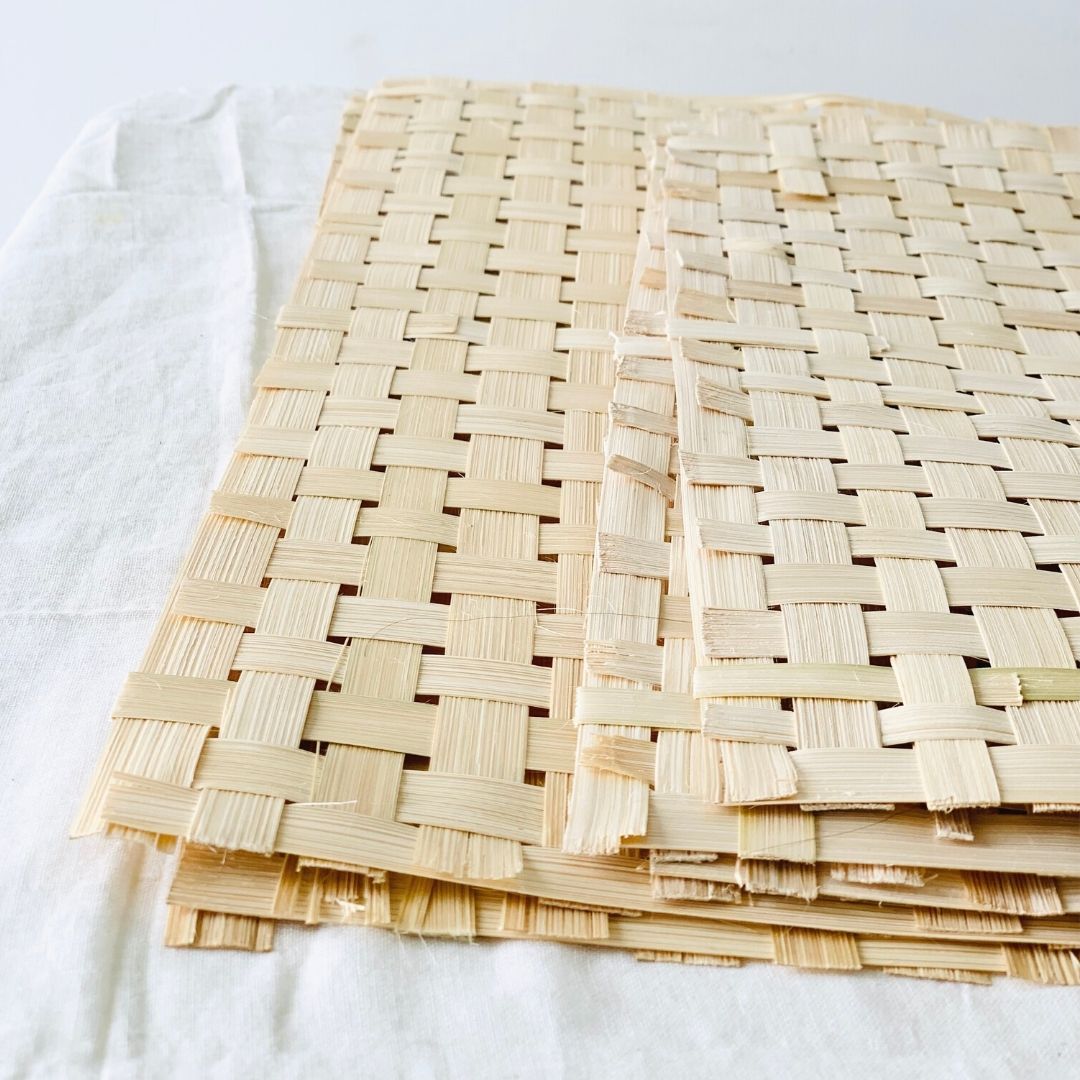 Square Bamboo Lightweight, skilfully handwoven natural bamboo Mesh Mat for DIYs and decor