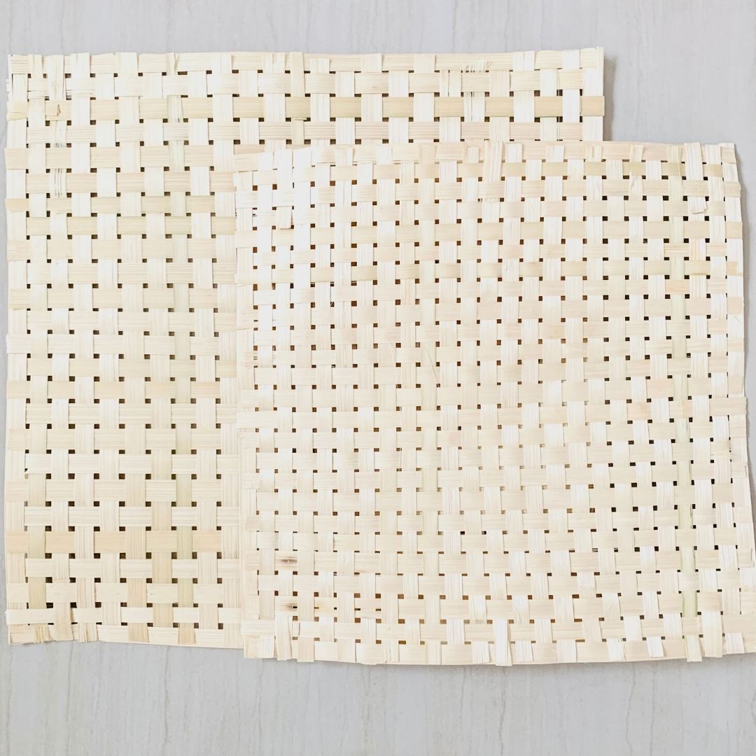 Square Bamboo Lightweight, skilfully handwoven natural bamboo Mesh Mat for DIYs and decor