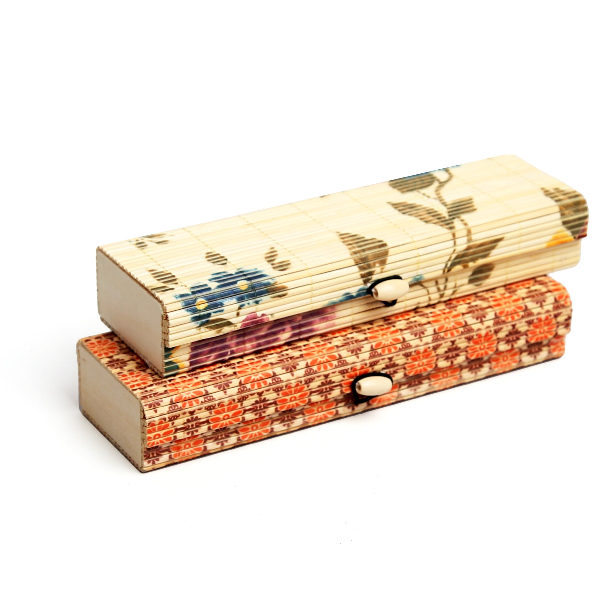 DAISYLIFE Bamboo Printed Design Long Box for Stationery, Storage, Utility & Gifts - Set of 2