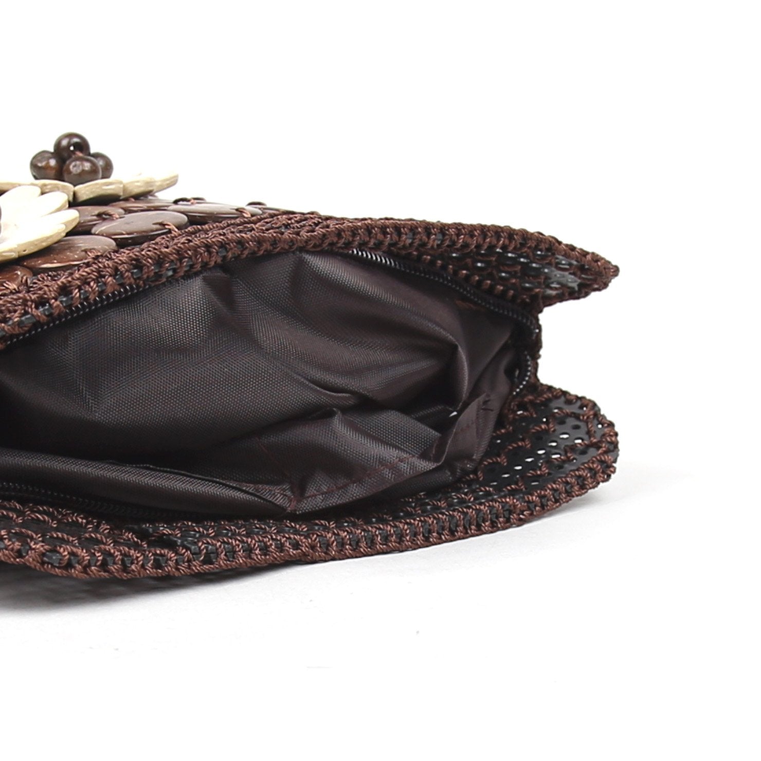 DAISYLIFE Natural and Eco-Friendly Brown Coconut Shell Clutch/Handbag/Purse with Tassels/Danglers/ Fringes 