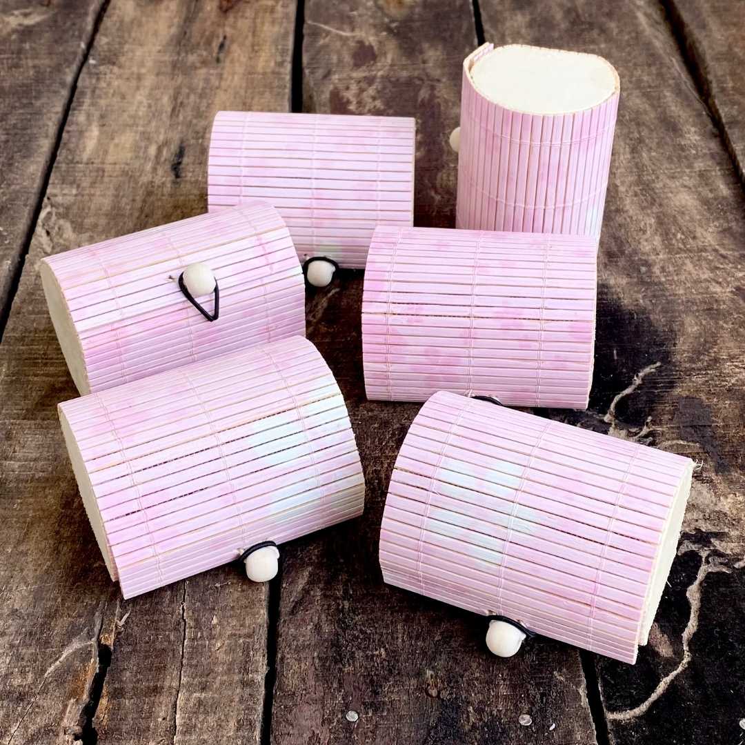 Powder Pink Bamboo Gift Box, Set of 6