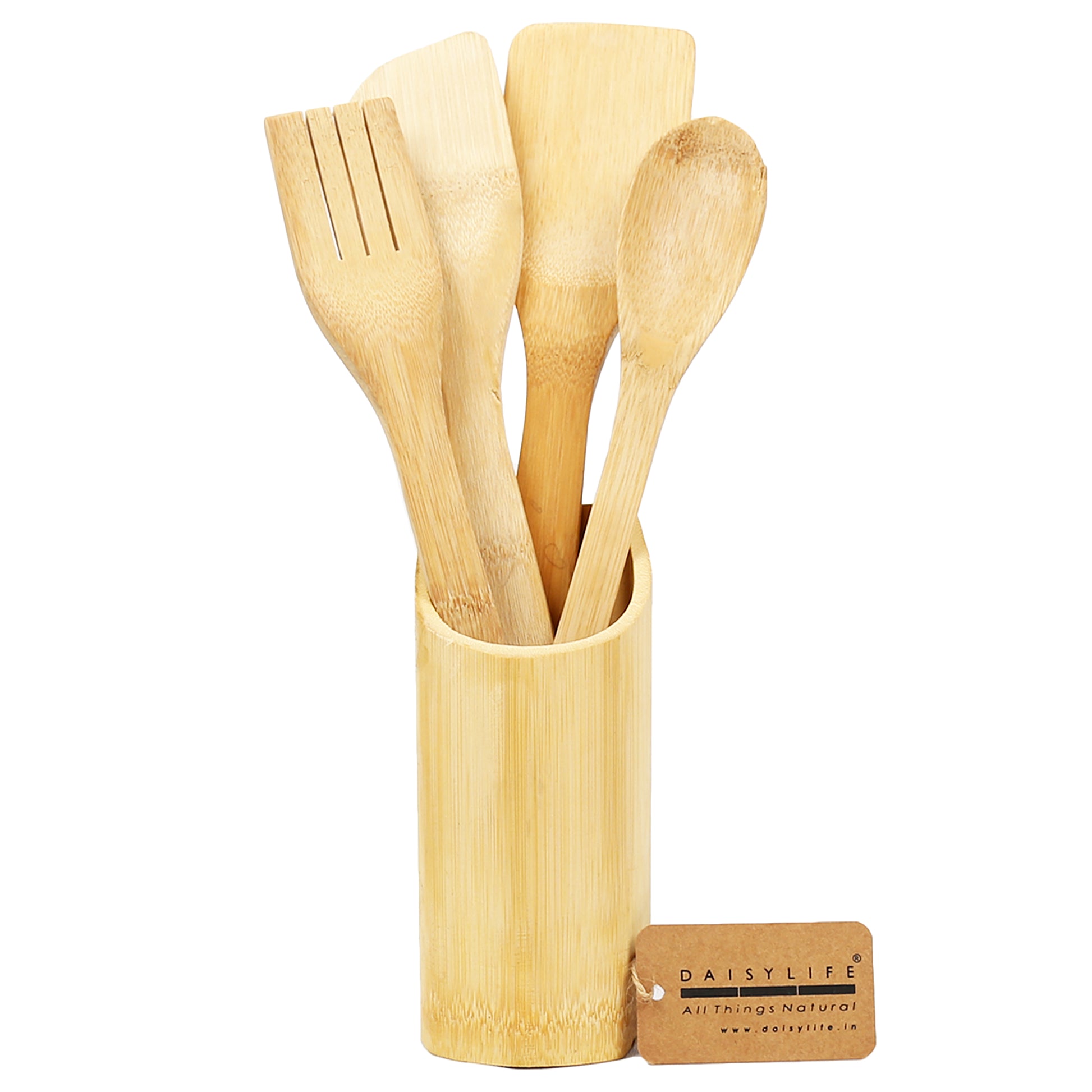 DaisyLife natural All Purpose Bare Bamboo Spoon with stand