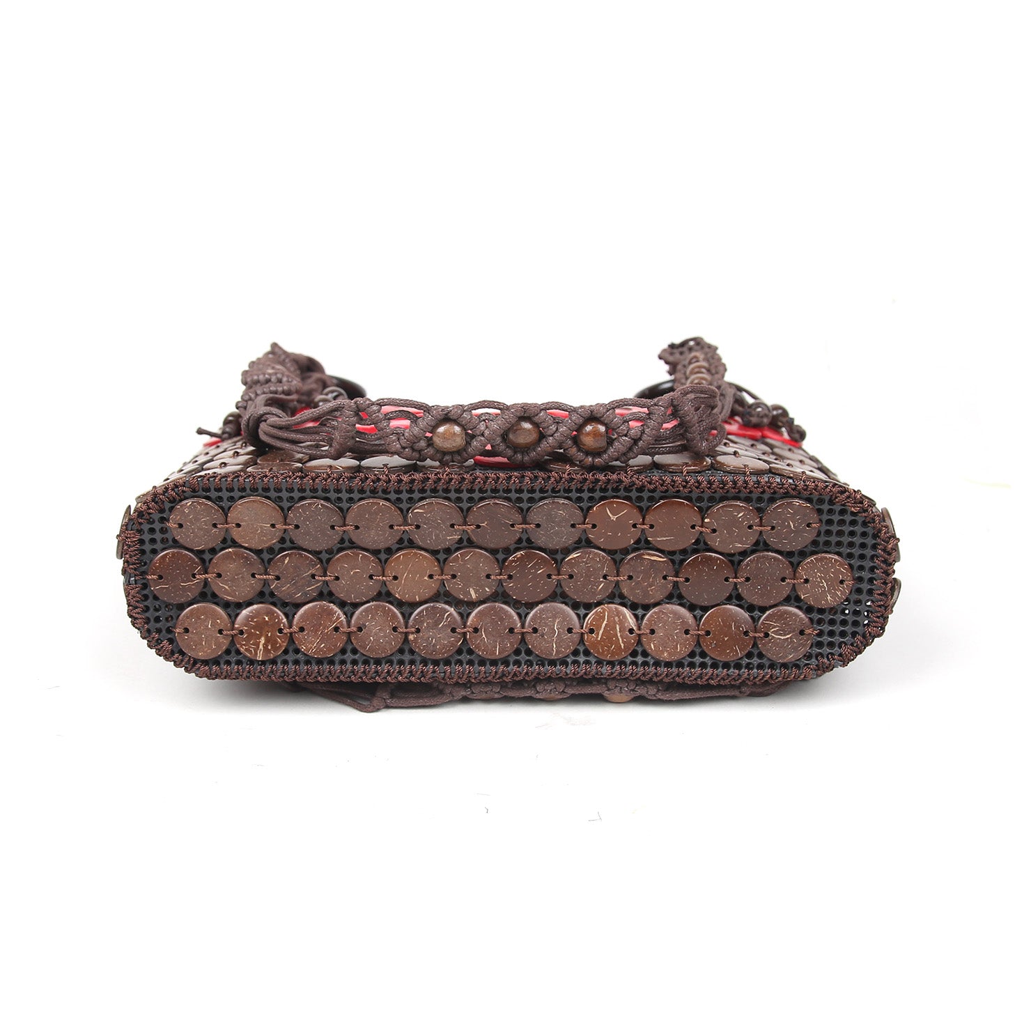 DAISYLIFE Natural and Eco-Friendly Coconut Shell Handbag - Red and Brown color 