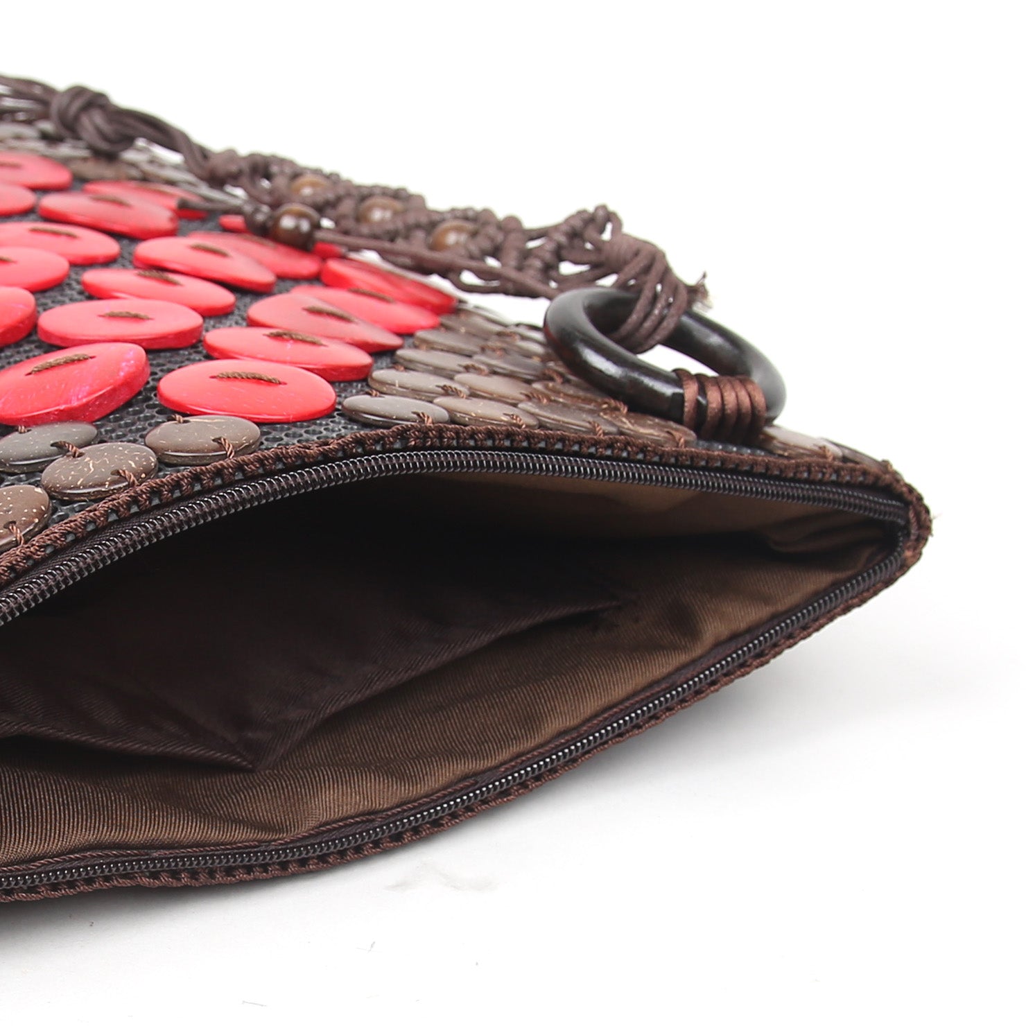 DAISYLIFE Natural and Eco-Friendly Coconut Shell Handbag - Red and Brown color 