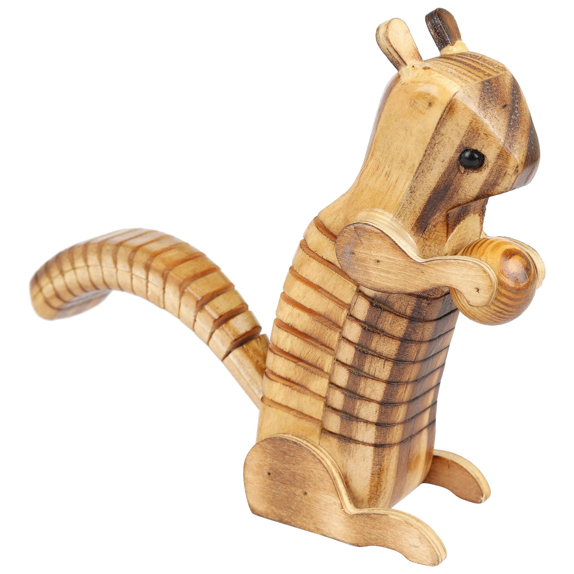 Closeup of DaisyLife "Skippy" Wooden Squirrel with Chestnut