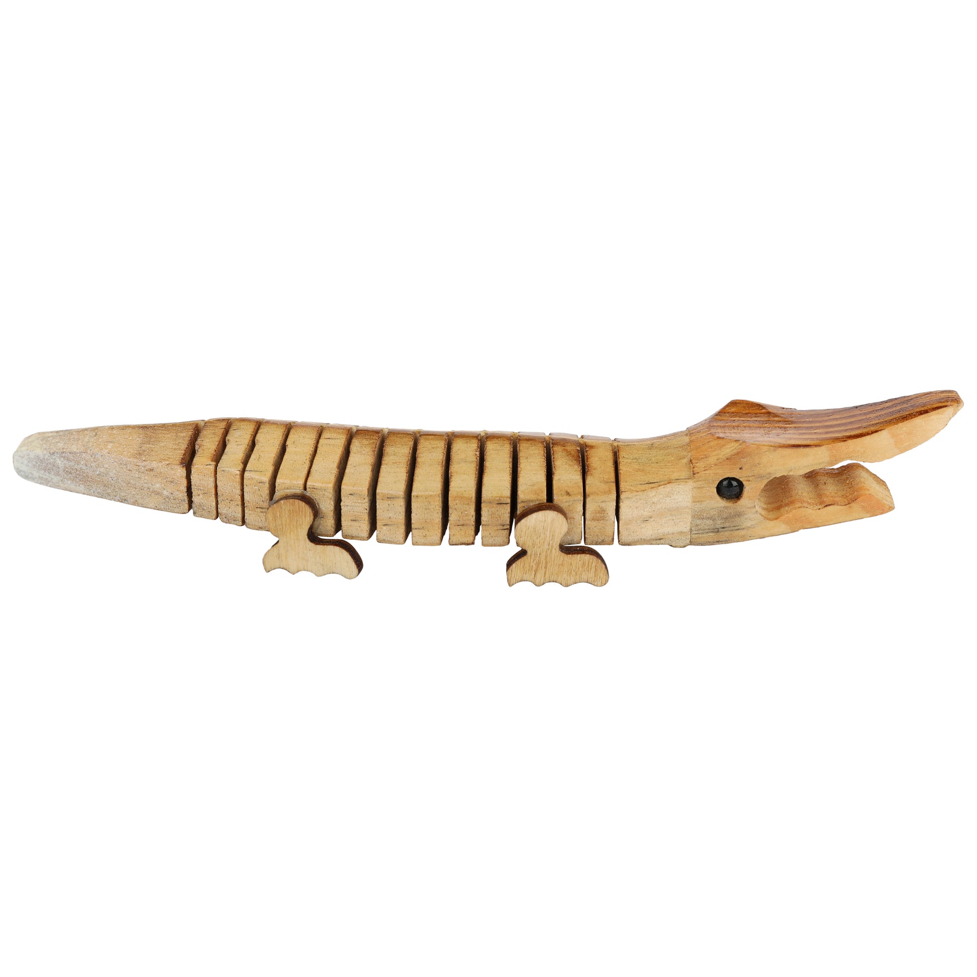 Close up of "Jaws" Wooden Alligator used for office décor