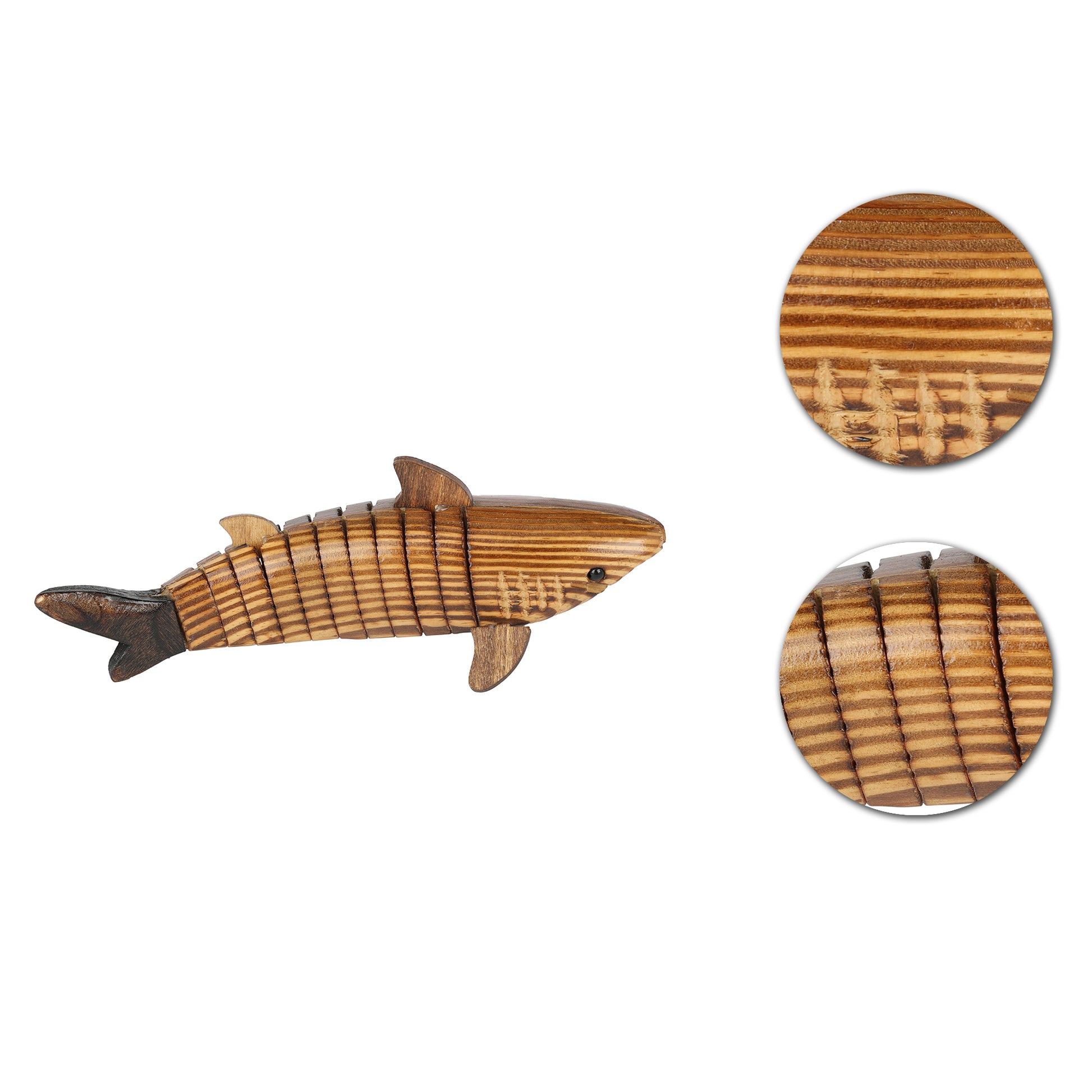 Wooden shark kept on the table as office room decor